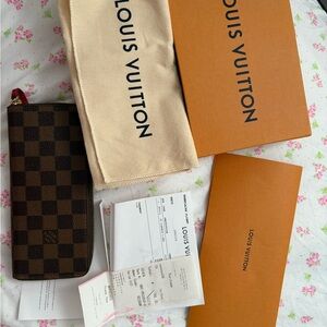 Louis Vuitton Clemence Wallet Damier Ebene with Red Interior